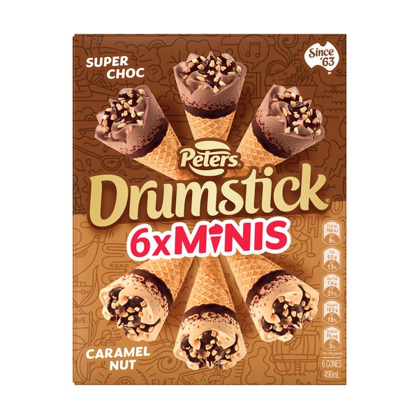 Peters Drumstick Super Choc & Caramel Nut Mixed Minis 6 Pack | 480mL