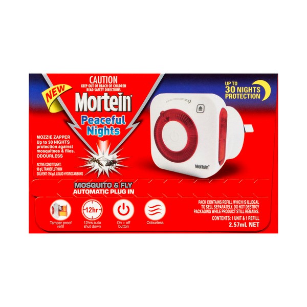 Mortein Peaceful Nights Automatic Plug In Fly & Mosquito Repellent | 2.57mL