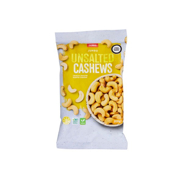 Coles Jumbo Unsalted Cashews | 200g
