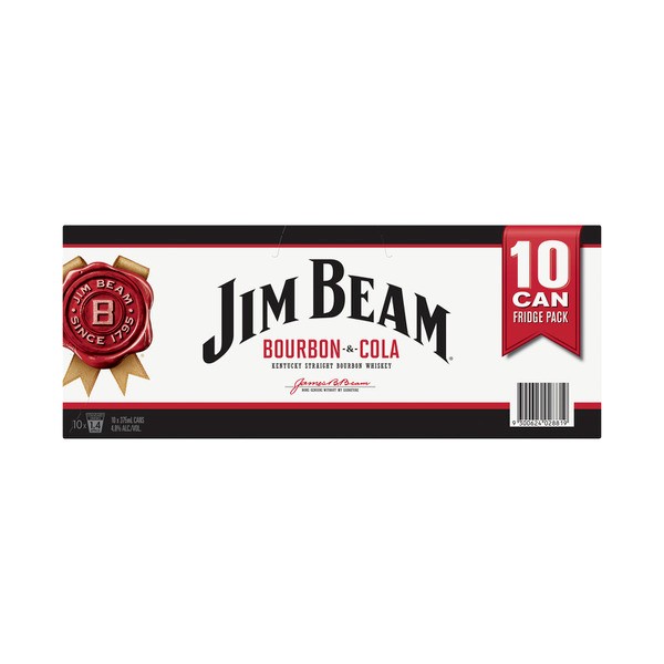 Jim Beam White & Cola Can 375mL | 10 Pack