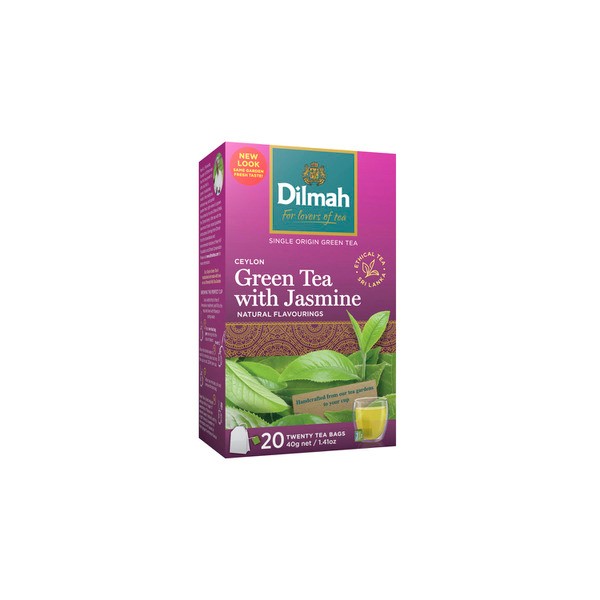 Dilmah Pure Ceylon Jasmine Flavour Green Tea Bags 20 pack | 40g