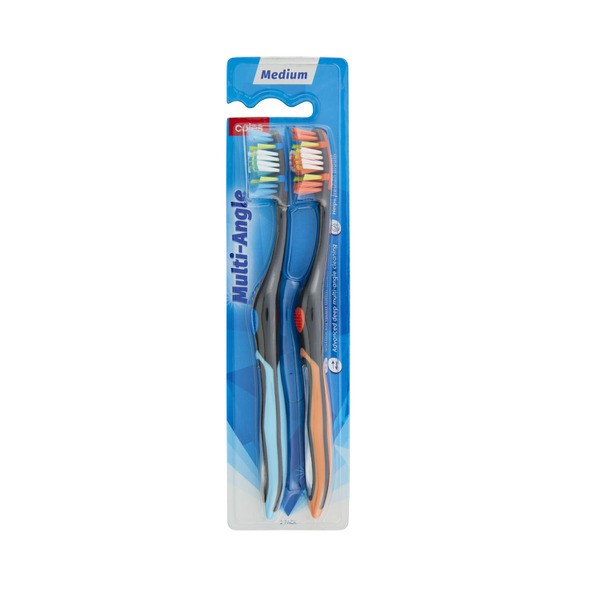 Coles Multi Angle Medium Toothbrush | 2 pack