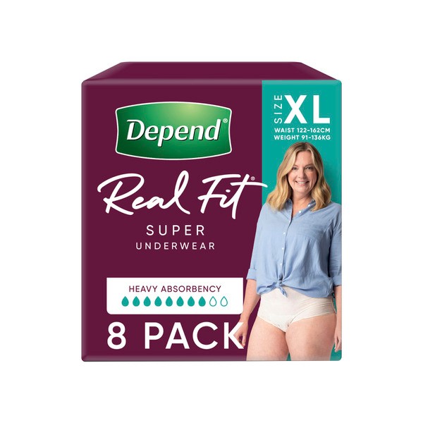 Depend Real Fit Incontinence Underwear Super Women Extra Large | 8 pack