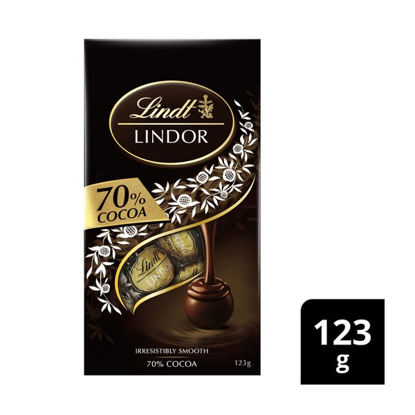 Lindt Lindor 70% Cocoa Dark Chocolate Balls Bag | 123g