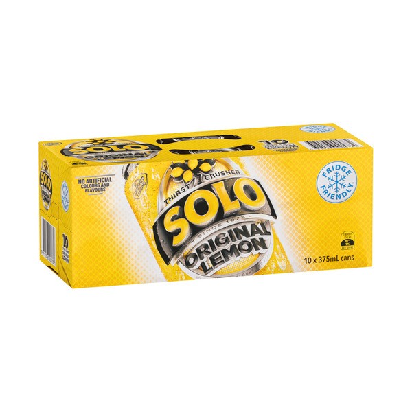 Solo Thirst Crusher Original Lemon Soft Drink Cans Multipack 375mL x 10 Pack | 10 pack