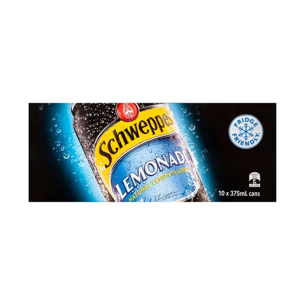 Schweppes Lemonade Soft Drink Cans Multipack 375mL x 10 Pack | 10 pack
