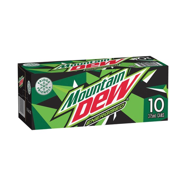 Mountain Dew Energised Soft Drink Multipack Cans 375mL x 10 Pack | 10 pack