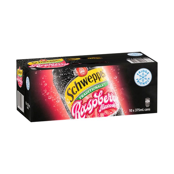 Schweppes Traditional Raspberry Soft Drink Cans Multipack 375mL x 10 Pack | 10 pack