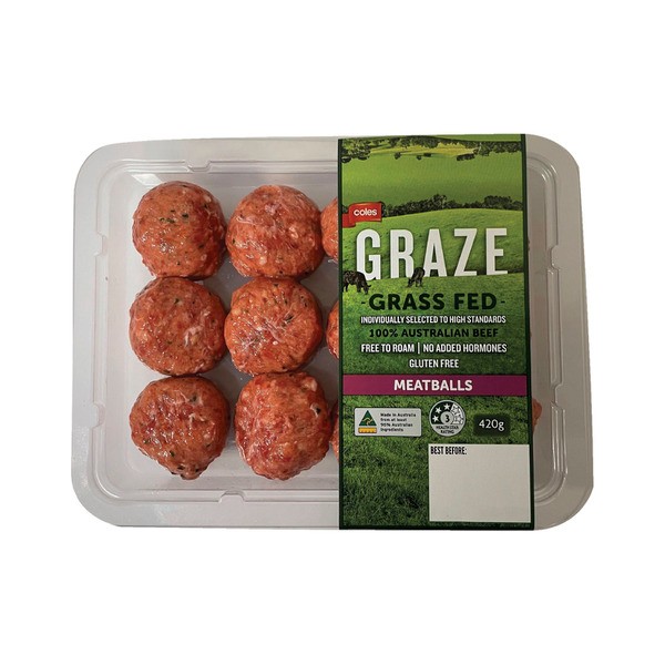 Coles Graze Grass Fed Beef Meatballs | 420g