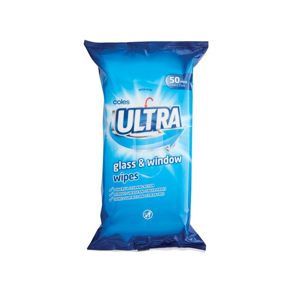 Coles Ultra Wipes Glass & Window | 50 pack