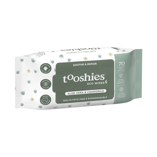 Tooshies Eco Wipes Aloe Vera & Chamomile | 70 pack