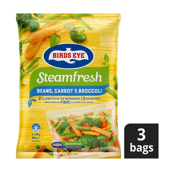 Birds Eye Frozen Steam Fresh Beans Carrot & Broccoli Mix 3 pack | 450g