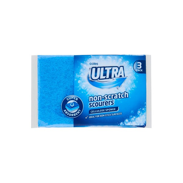 Coles Ultra Non Scratch Scourer Sponge Celulose | 3 pack
