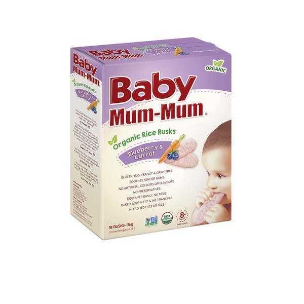 Baby Mum-Mum Rice Rusk Organic Blueberry & Carrot +8 Months | 36g