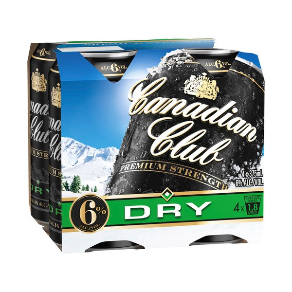 Canadian Club Premium and Dry Can 375mL | 4 Pack