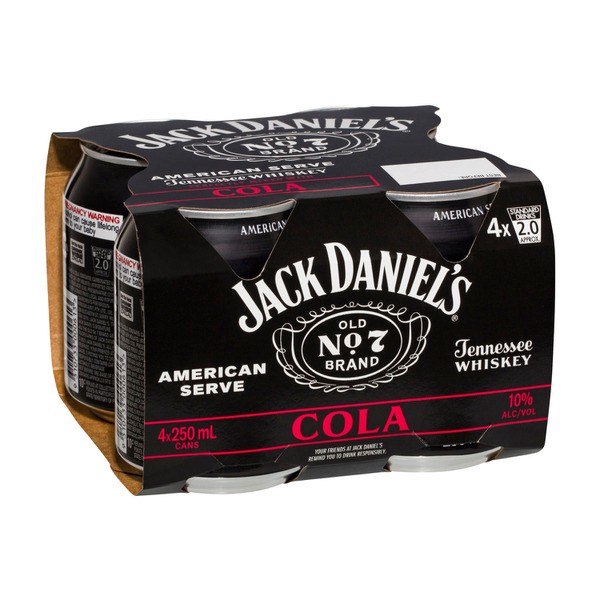 Jack Daniels American Serve & Cola 250mL | 4 Pack