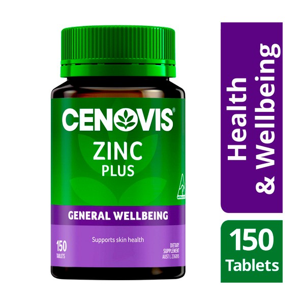 Cenovis Zinc Plus Tablets For Wellbeing + Skin Health | 150 pack