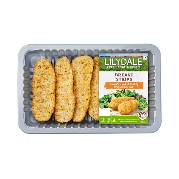 Lilydale Free Range Chicken Breast Strips Crumbed | 400g