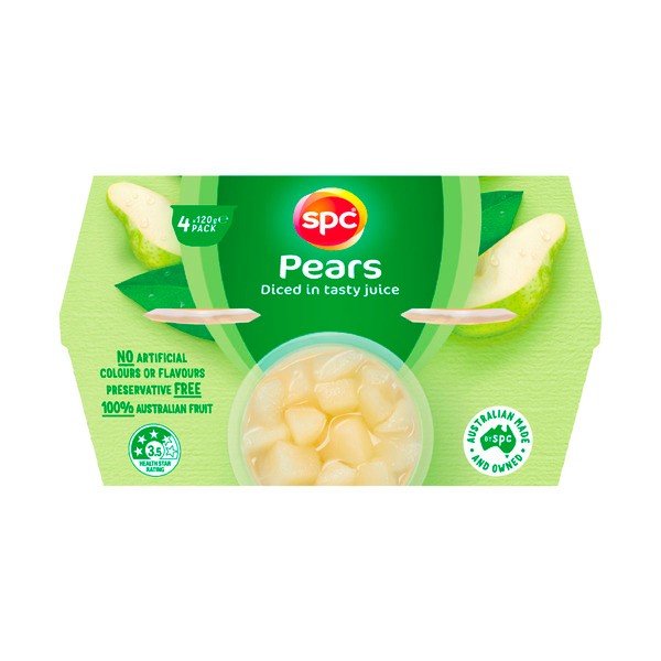 SPC Aussie Diced Pears in Juice 120g | 4 pack