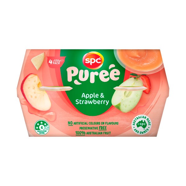 SPC Little Tubs of Apple & Strawberry Puree 120g | 4 pack