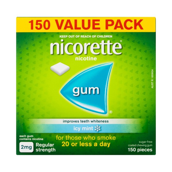 Nicorette Quit Smoking Regular Strength Nicotine Gum Icy Mint | 150 pack