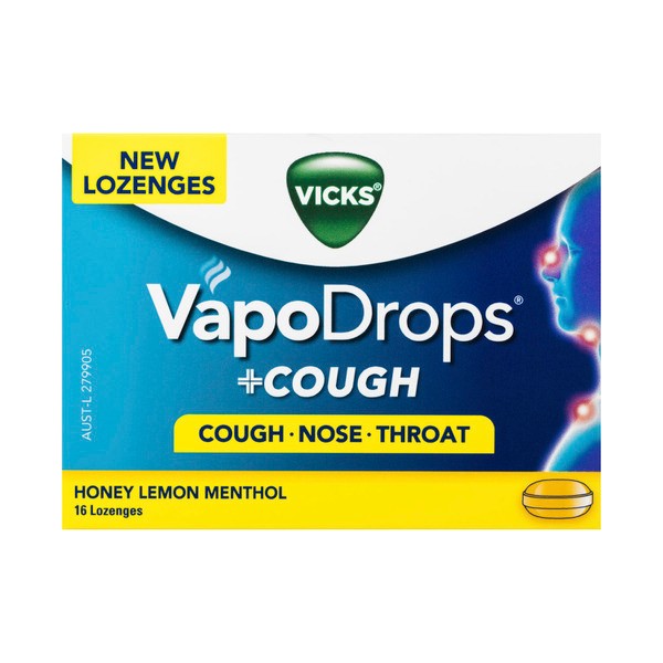 Vicks VapoDrops Honey Lemon & Menthol | 16 pack