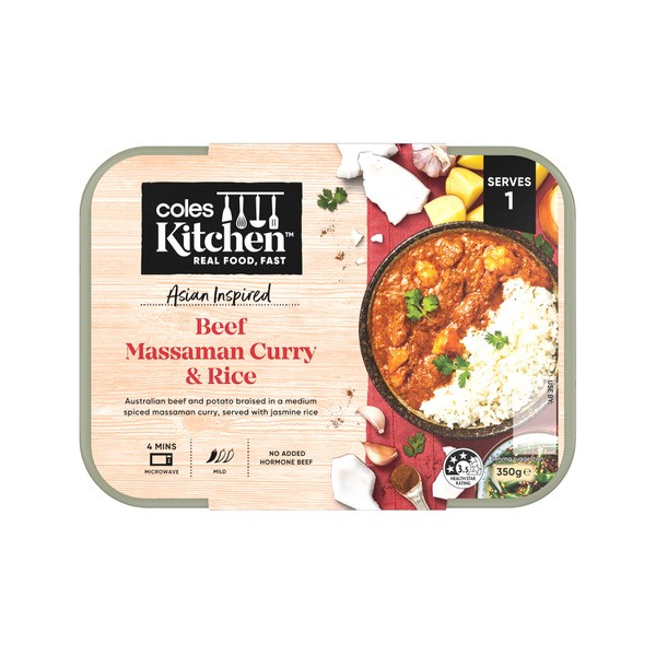 Coles Kitchen Beef Massaman Curry & Rice | 350g