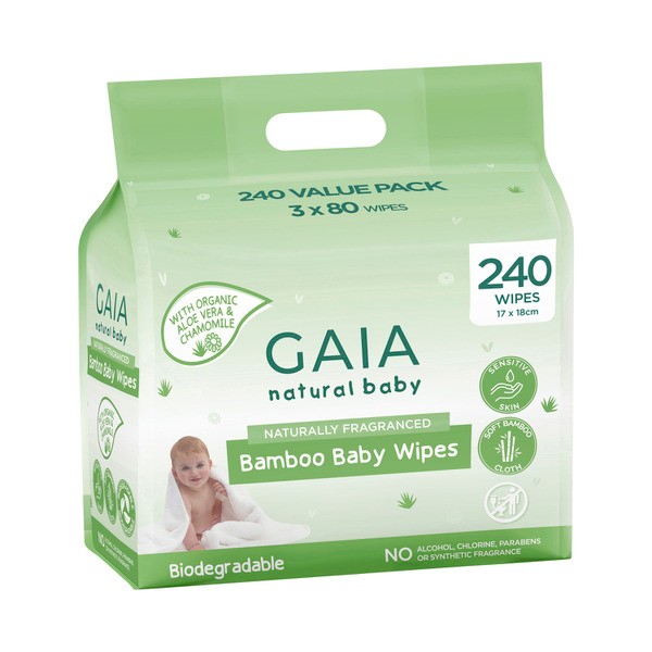 Gaia Natural Baby Bamboo Wipes | 240 pack