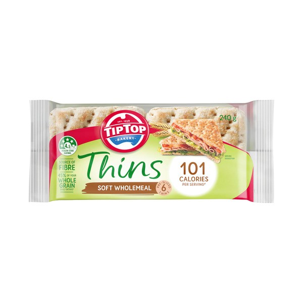 Tip Top Thins Wholemeal 6 Pack | 240g