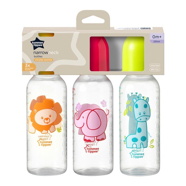 Tommee Tippee Narrow Neck Baby Bottle 250ml 3 Pack 0m+ | 3 pack