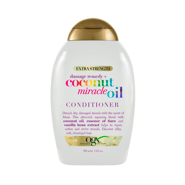 Ogx Extra Strength Damage Remedy + Hydrating & Repairing Coconut Miracle Oil Conditioner For Damaged & Dry Hair | 385mL