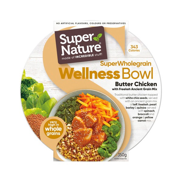 Super Nature Frozen Wholegrain Butter Chicken With Freekeh Ancient Grain Mix Wellness Bowl | 350g