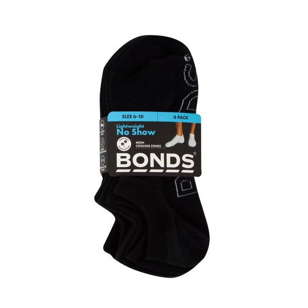 Bonds Mens Logo Light No Show SYTK4G Size 6-10 | 4 pack