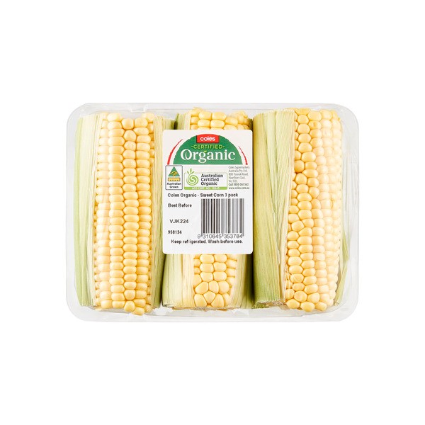 Coles Organic Sweet Corn | 3 pack