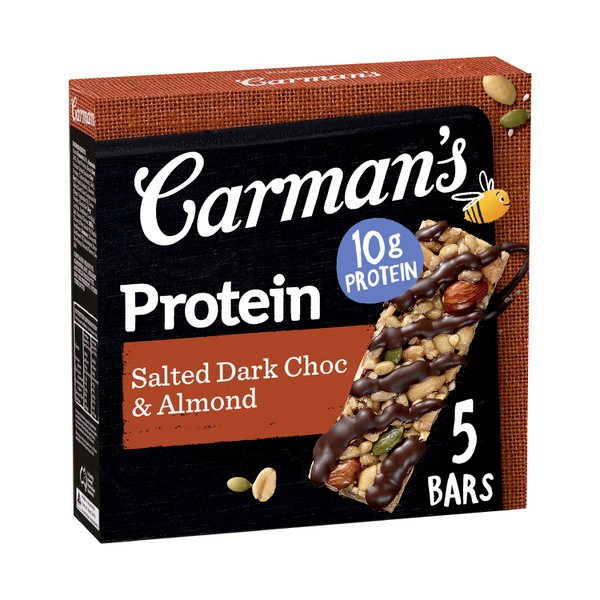 Carman's Salted Dark Choc & Almond Gourmet Protein Bars 5 pack | 200g