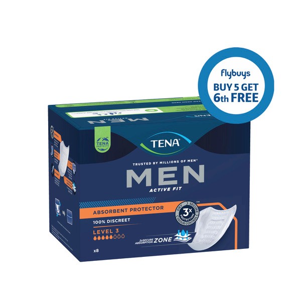 Tena Men Absorbent Protector Level 3 Super Incontinence Pads | 8 pack
