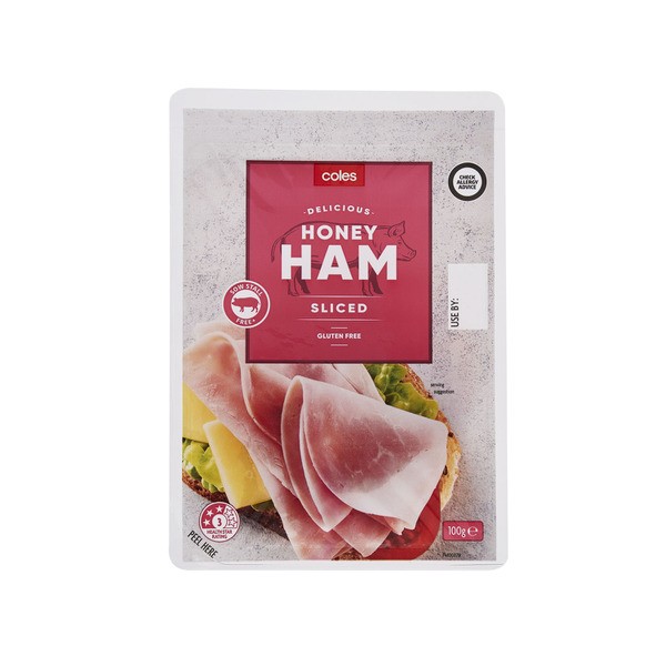 Coles Honey Sliced Ham Sow Stall Free | 100g