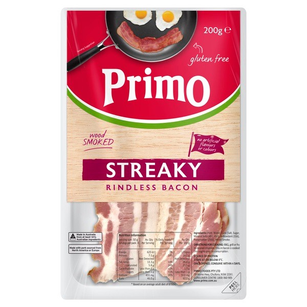 Primo Streaky Rindless Bacon | 200g