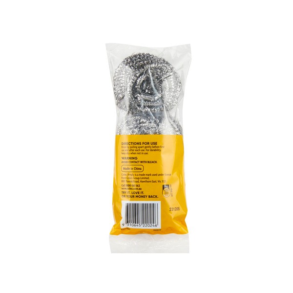 Coles Simply Stainless Steel Scourers | 3 pack
