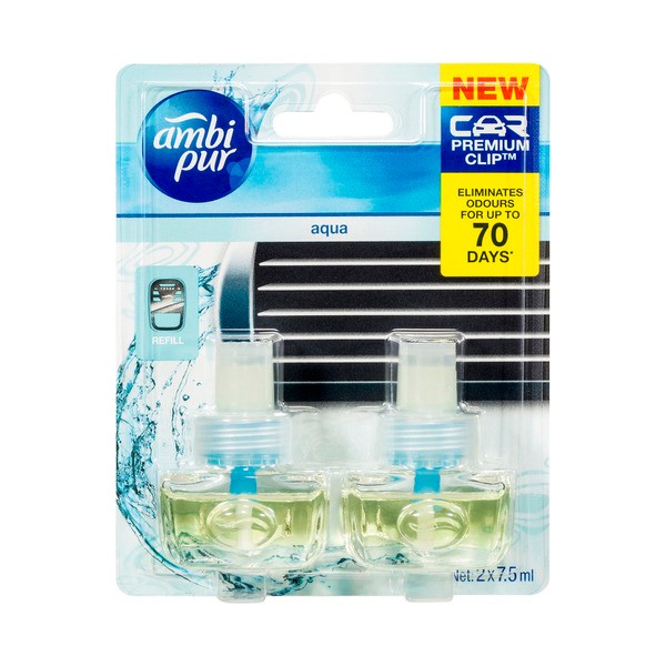 Ambi Pur Premium Clip Aqua Car Air Freshener Refill | 7.5mL