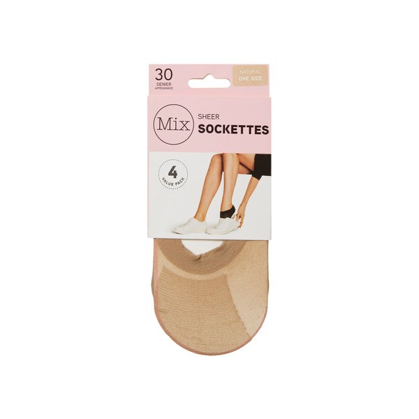 Mix Sheer Sockettes 30 Denier Natural Size 1 | 4 pack