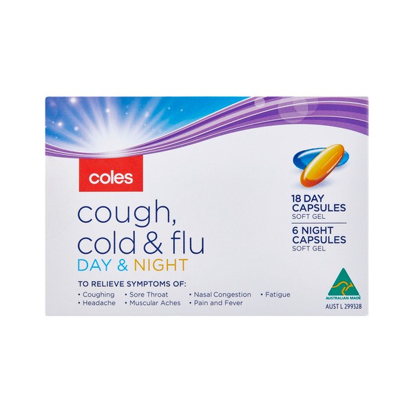 Coles Cough Cold & Flu Day & Night Capsules | 24 pack