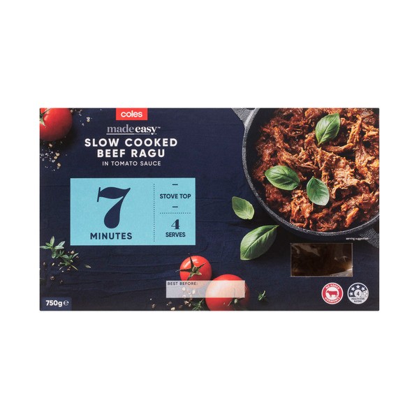 Coles Made Easy Slow Cooked Beef Ragu In Tomato Sauce | 750g