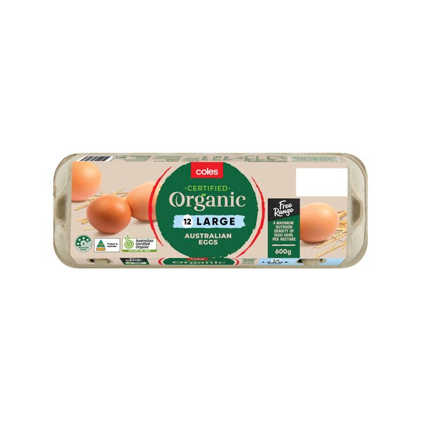 Coles Organic Free Range Eggs 12 Pack | 600g