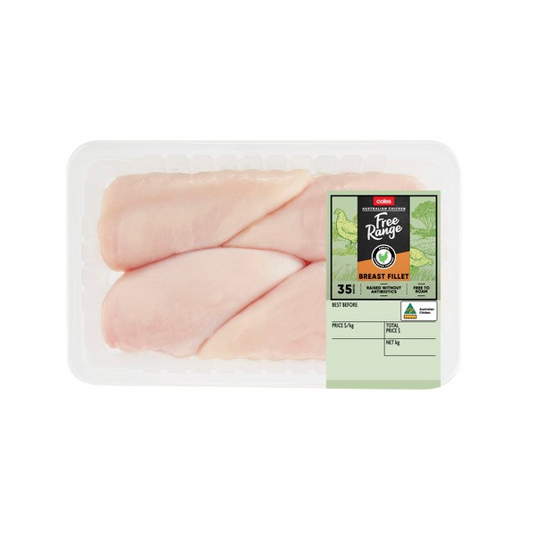 Coles RSPCA Approved Free Range Chicken Breast Large Pack | approx. 1.25kg
