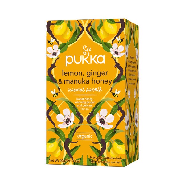 Pukka Lemon Ginger & Manuka Honey Tea Sachets 20 pack | 40g