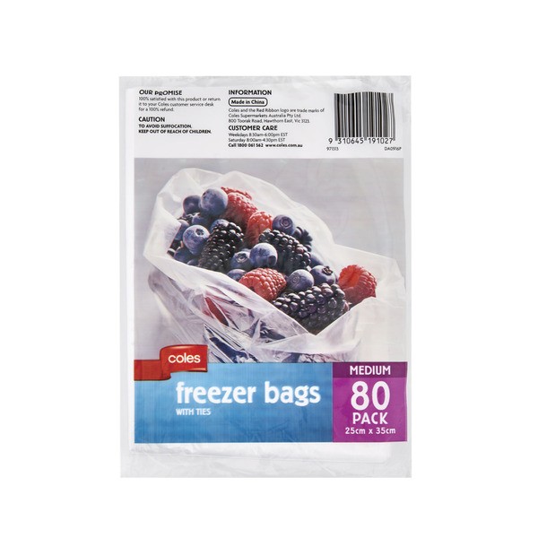 Coles Bags Freezer Medium | 80 pack