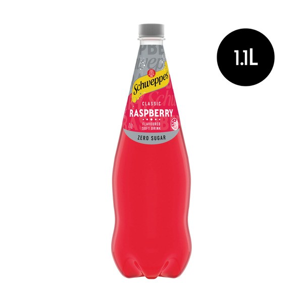 Schweppes Traditional Zero Sugar Raspberry Soft Drink Bottle | 1.1L