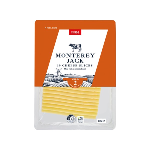 Coles Monterey Jack Cheese Slices | 200g