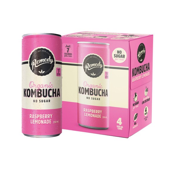 Remedy Kombucha Raspberry Lemonade 250mL | 4 pack